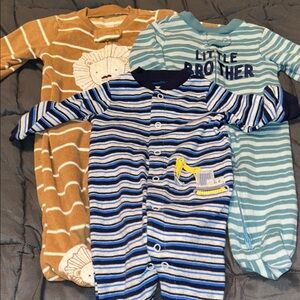 Carter's Blue and Tan Striped Footies Set